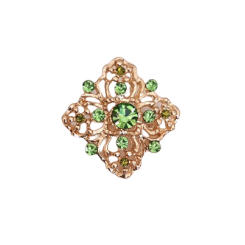 Small Gold Patterned Crystal Brooch