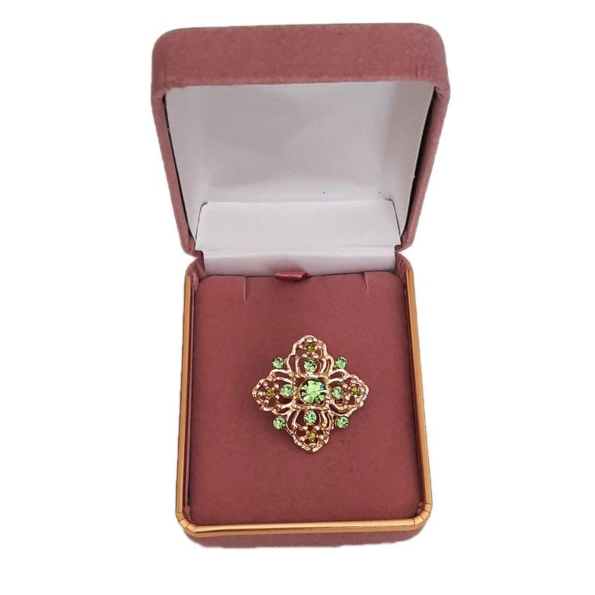 Small Gold Patterned Crystal Brooch(2)
