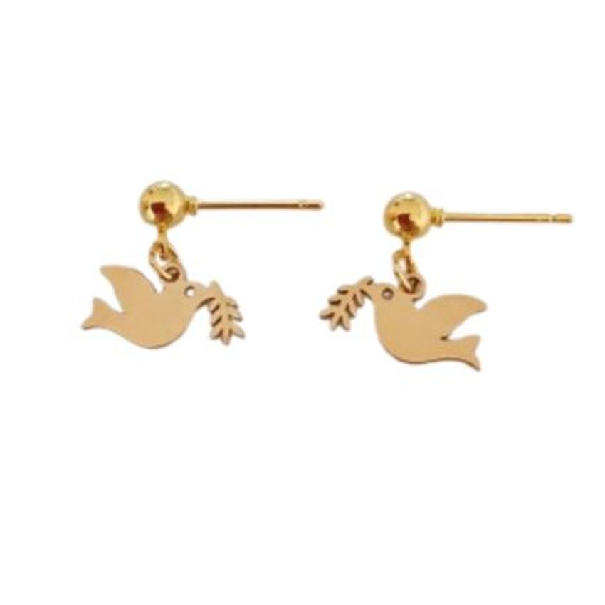 Small Gold Stainless Steel Dove Earrings
