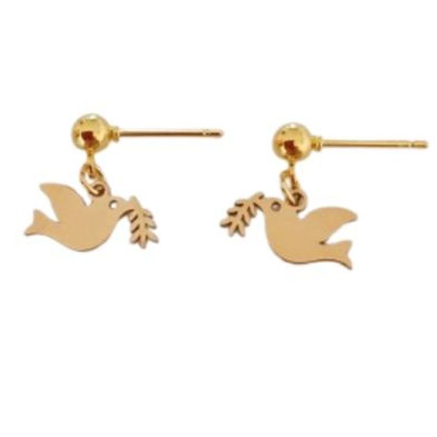 Small Gold Stainless Steel Dove Earrings
