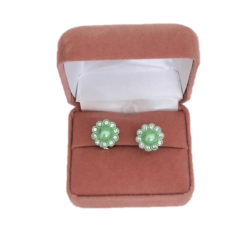 Small Green Circle Stud Clip On Earrings(2)