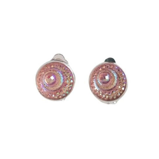 Small Pink Swirl Clip On Earrings