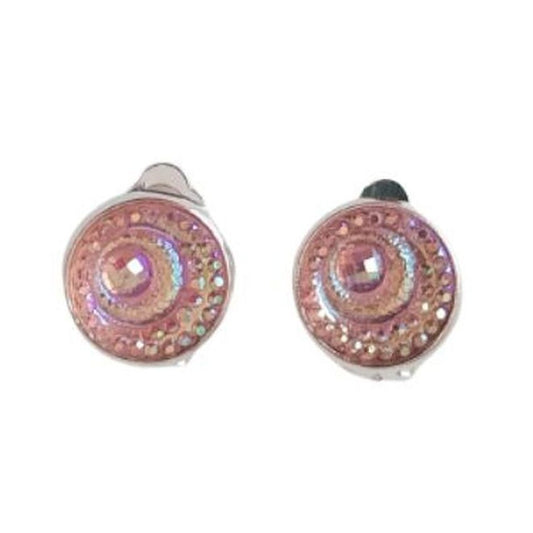 Small Pink Swirl Clip On Earrings