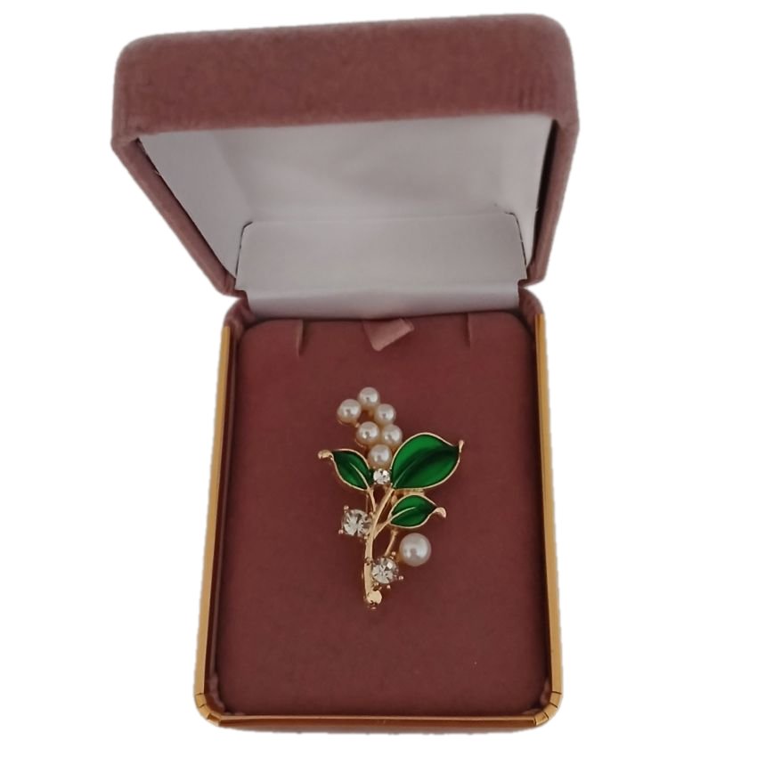 Small Plant Brooch Set With Diamante Stones(2)
