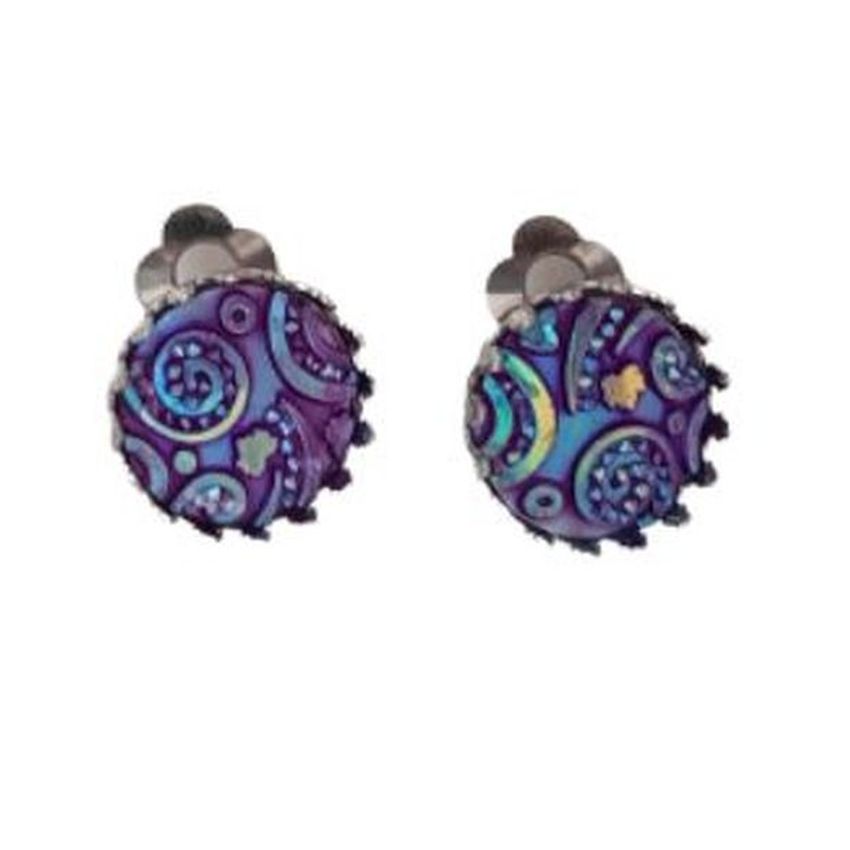 Small Purple Sparkle Clip On Earrings