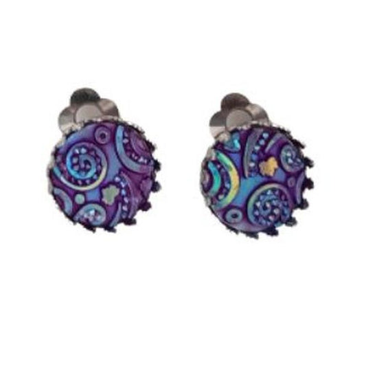 Small Purple Sparkle Clip On Earrings