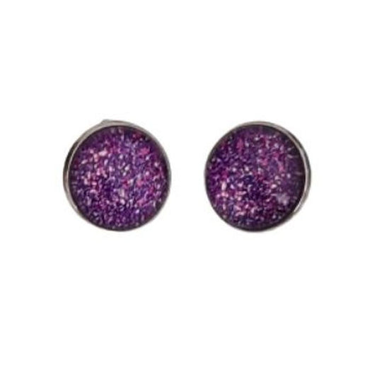 Small Purple Sparkle Clip On Earrings