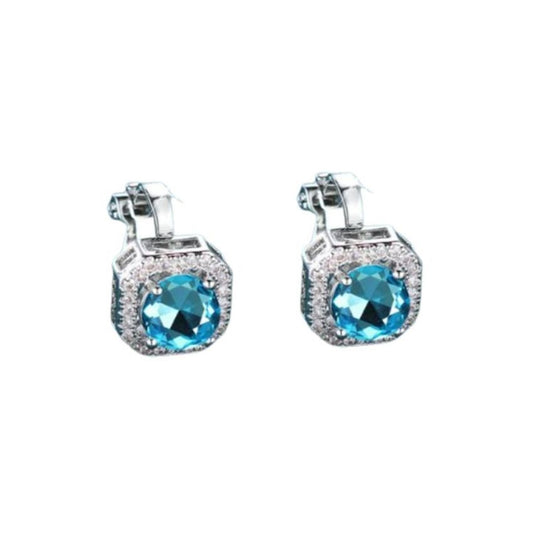 Small Square Diamante Clip On Earrings