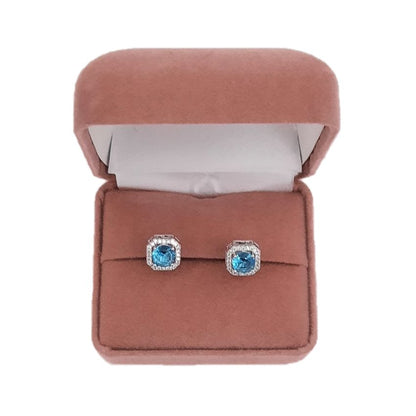 Small Square Diamante Clip On Earrings(2)