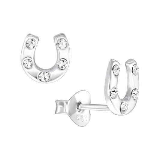 Small Sterling Silver CZ Horseshoe Earrings