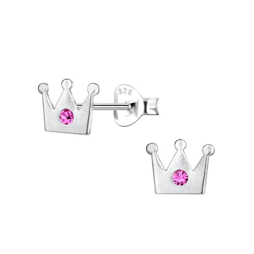 Small Sterling Silver Crown Stud Earrings