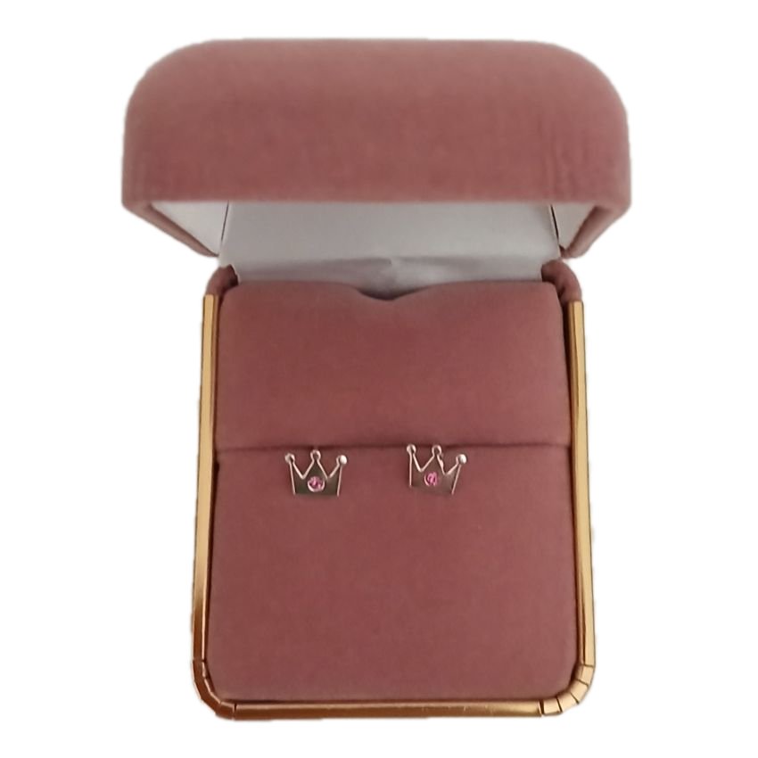 Small Sterling Silver Crown Stud Earrings(2)