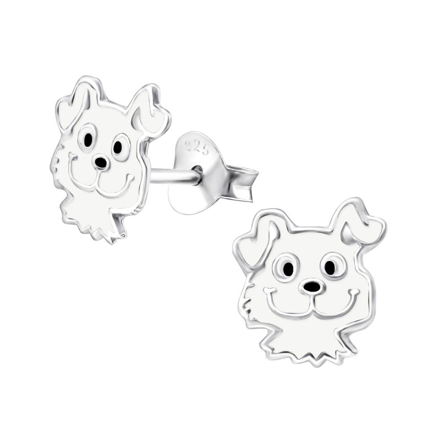 Small Sterling Silver Dog Stud Earrings