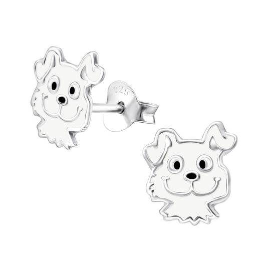 Small Sterling Silver Dog Stud Earrings