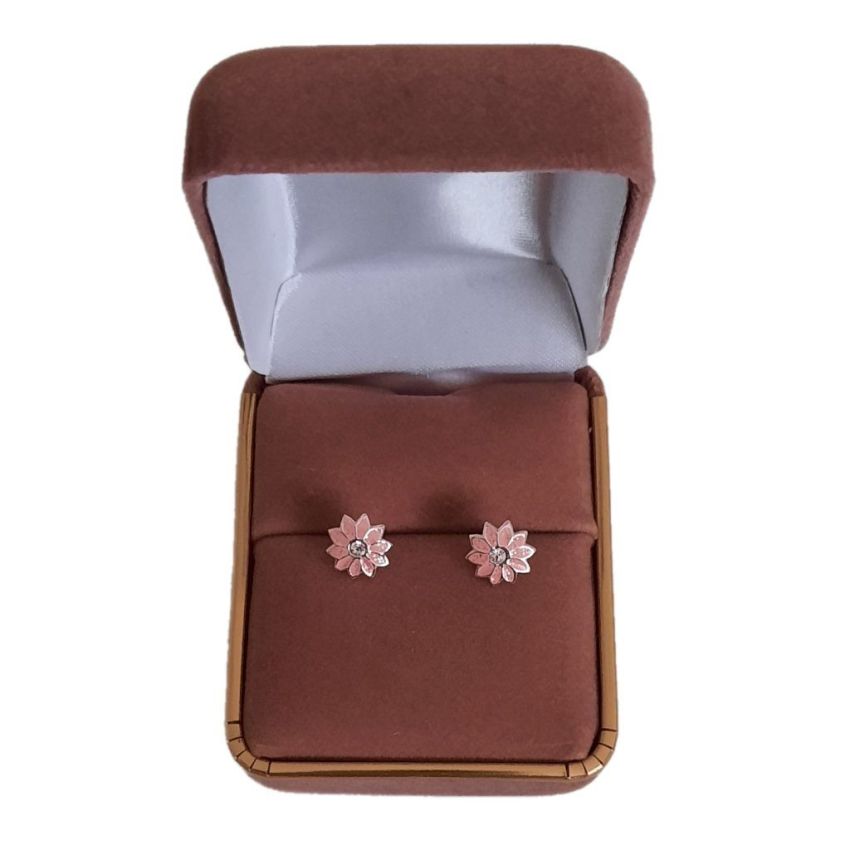 Small Sterling Silver Pink Daisy Stud Earrings(2)