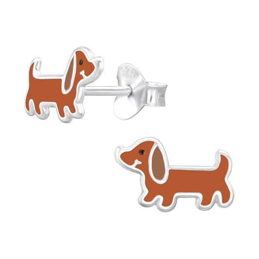 Small Sterling Silver Sausage Dog Earrings