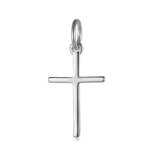 Small Thin Sterling Silver Girls Communion Cross Pendant