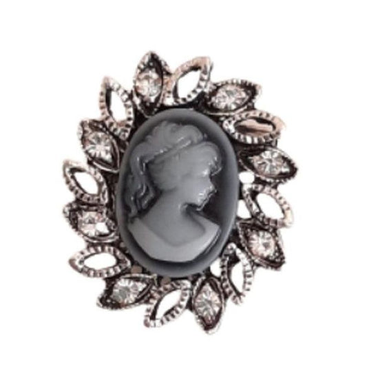 Small Crystal Set Traditional Cameo Brooch