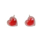 Small Red And Pink Heart Silver Stud Earrings