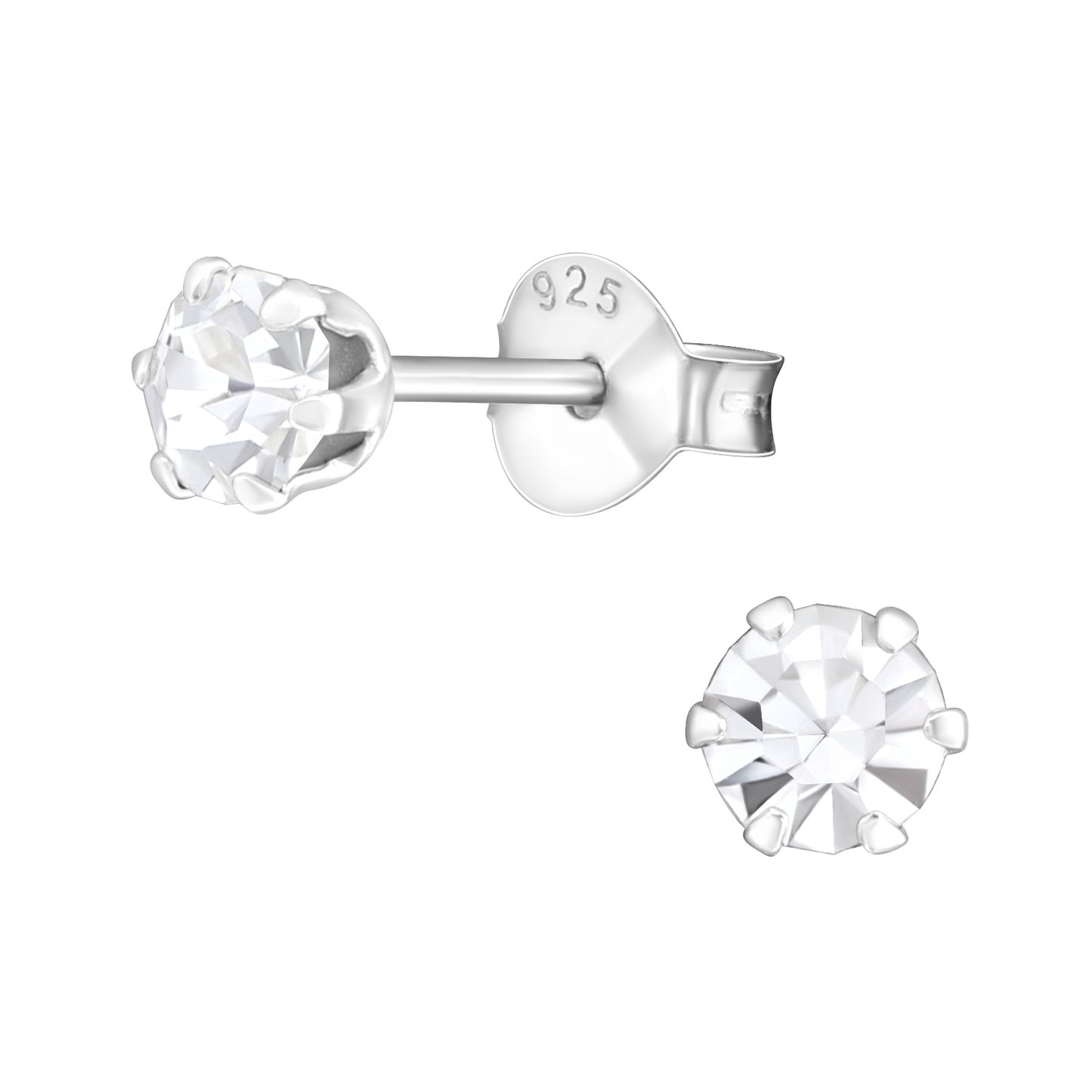 Small 5mm Sterling Silver CZ Stud Earrings