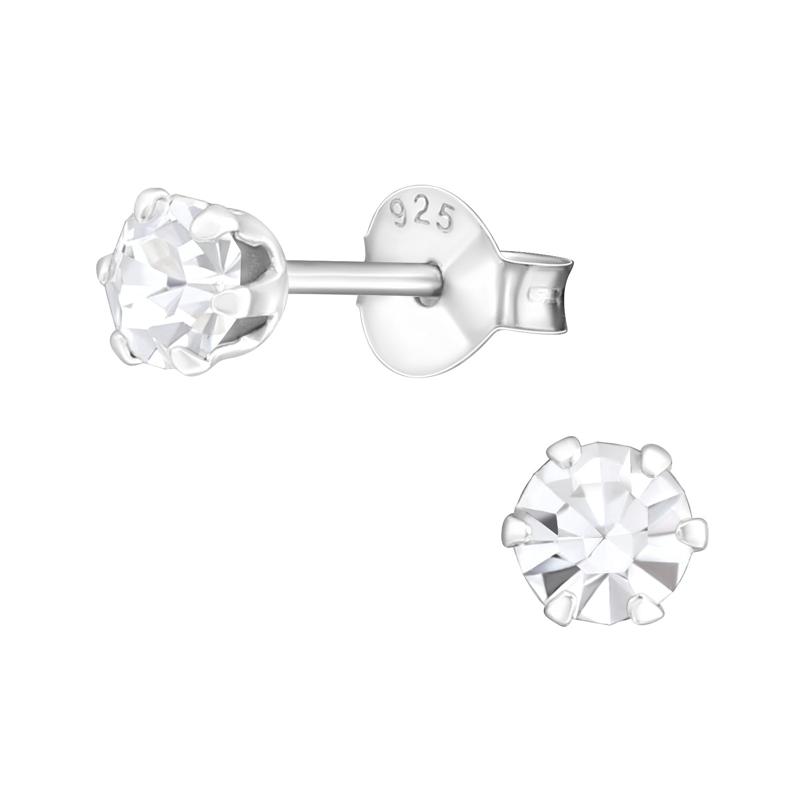 Small 5mm Sterling Silver CZ Stud Earrings