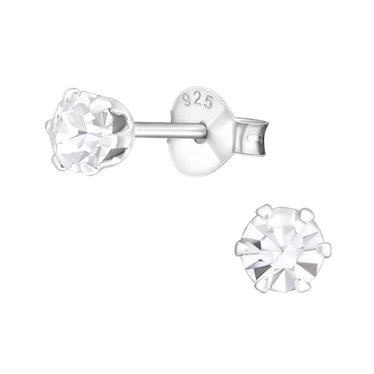 Small 5mm Sterling Silver CZ Stud Earrings