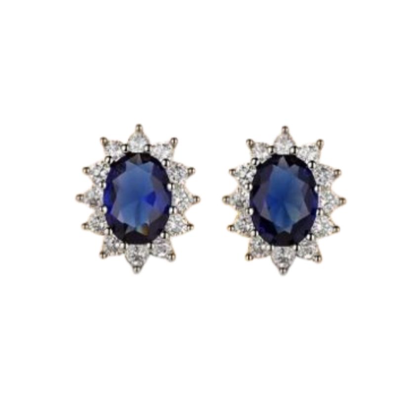 Small Blue Cubic Zirconia Silver Earrings