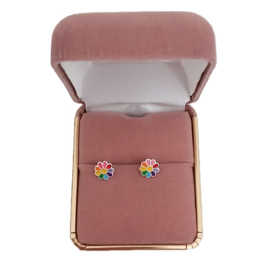 Small Coloured Sterling Silver Flower Earrings(2)