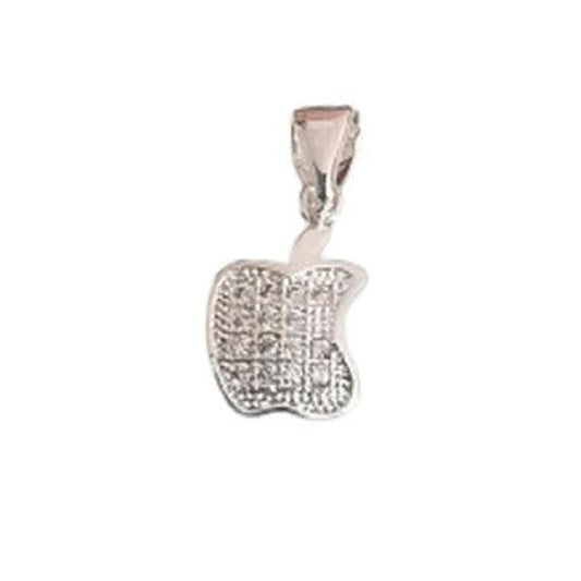 Small Cubic Zirconia Stone Half Bite Apple Pendant
