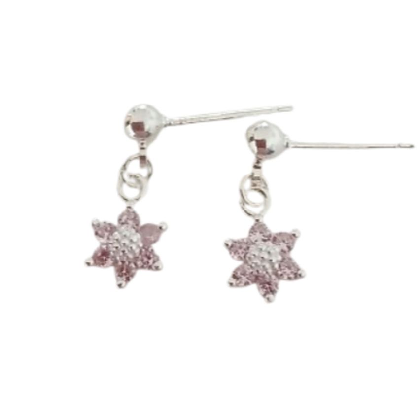 Small Drop Flower Sterling Silver Earrings