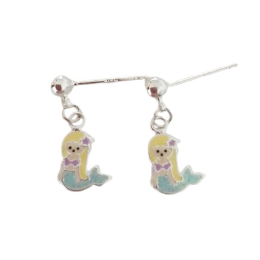 Small Drop Mermaid Sterling Silver Earrings