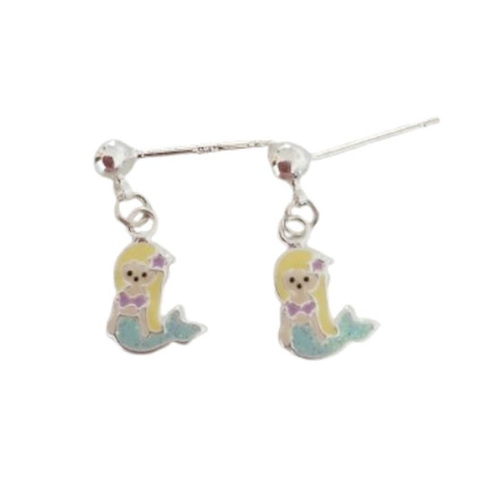 Small Drop Mermaid Sterling Silver Earrings