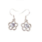 Small Drop Open Silver CZ Flower Earrings