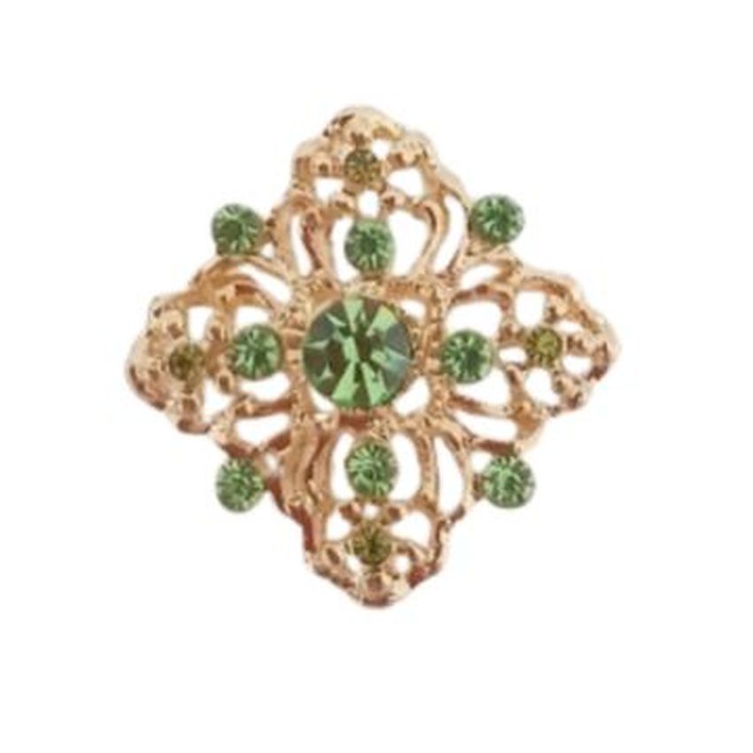 Small Gold Patterned Crystal Brooch