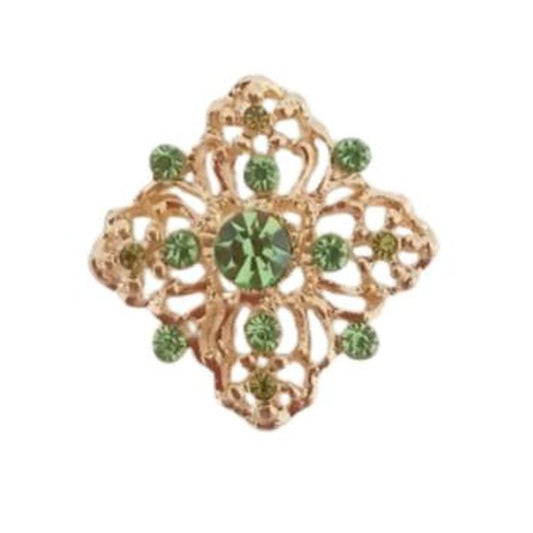 Small Gold Patterned Crystal Brooch