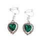 Small Green Heart Clip On Earrings