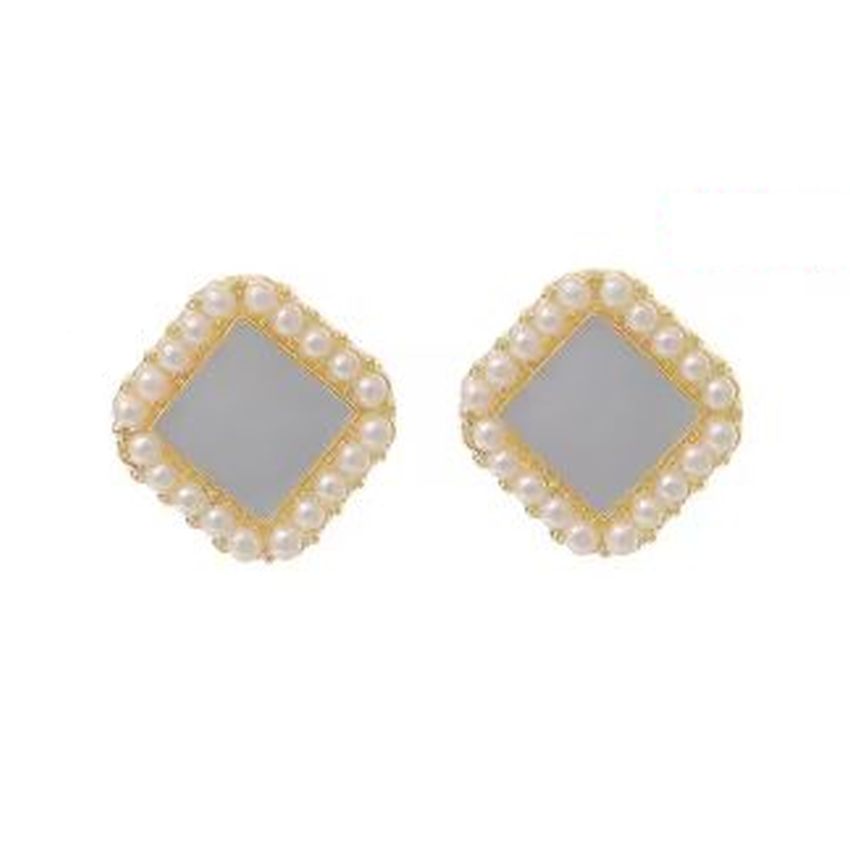 Small Pale Blue Square Clip On Earrings