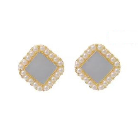 Small Pale Blue Square Clip On Earrings