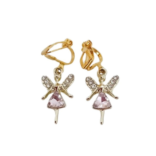 Small Pink Fairy Clip On Earrings