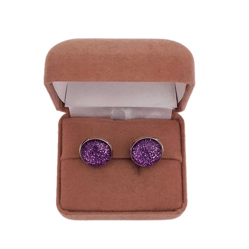 Small Purple Sparkle Clip On Earrings(2)