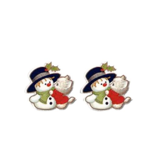 Snowman And Cat Acrylic Earrings