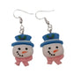 Snowman Face Christmas Earrings
