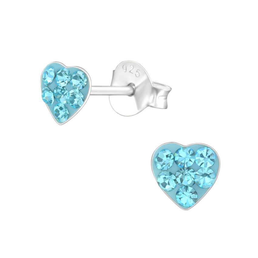 Sparkly Heart Childrens Sterling Silver Earrings