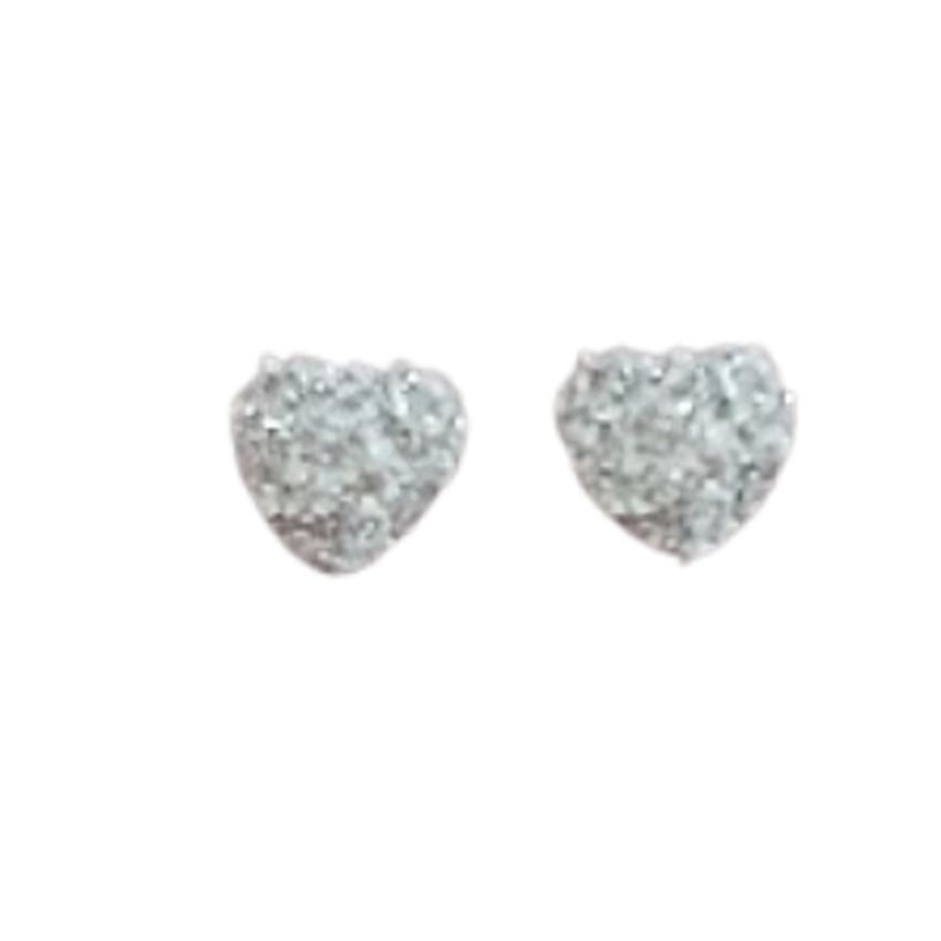 Sparkly Heart Silver Plated Earrings