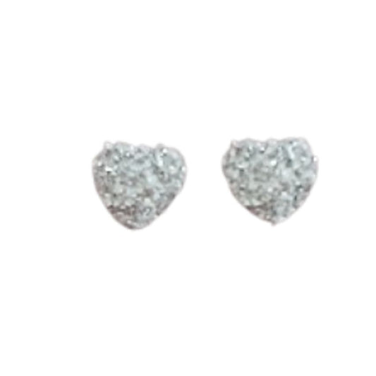 Sparkly Heart Silver Plated Earrings