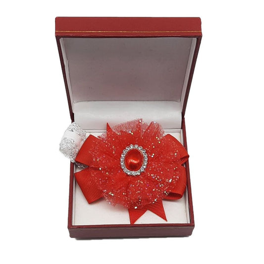 Sparkly Red Flower Wrist Corsage