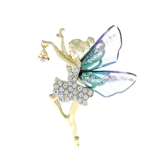 Sparkly Wing Diamante Fairy Brooch