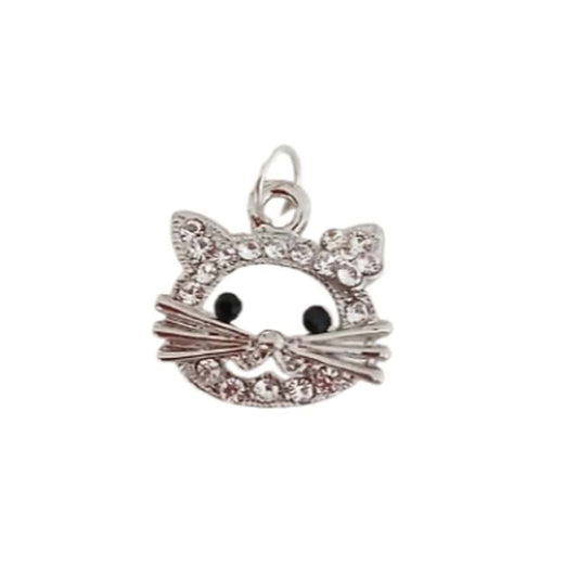 Sparkly Diamante Cat Face Pendant