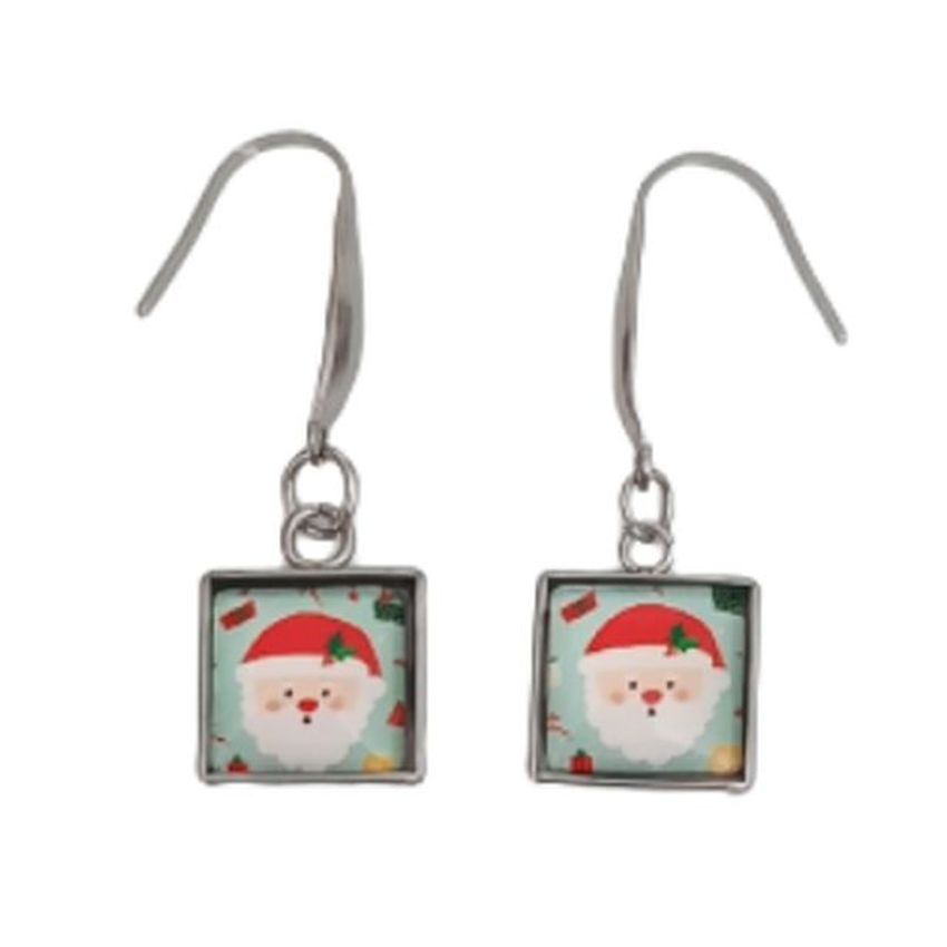 Square Drop Santa Earrings