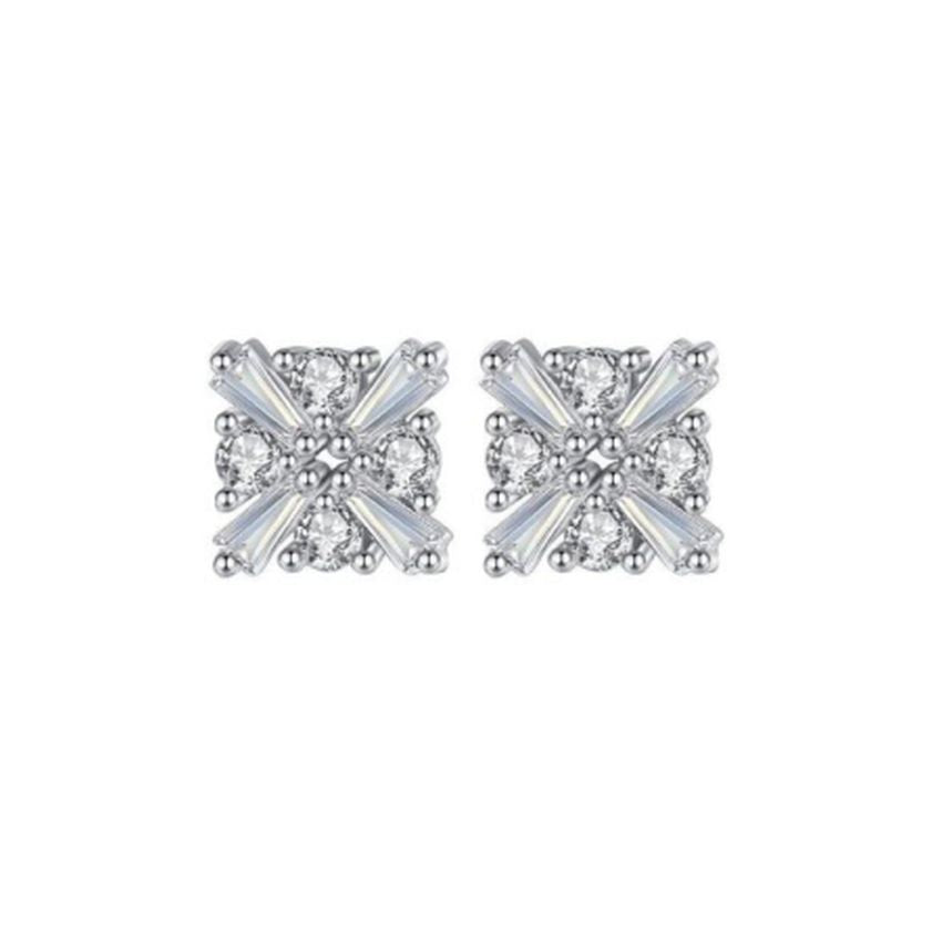 Square Cubic Zirconia Starburst Earrings